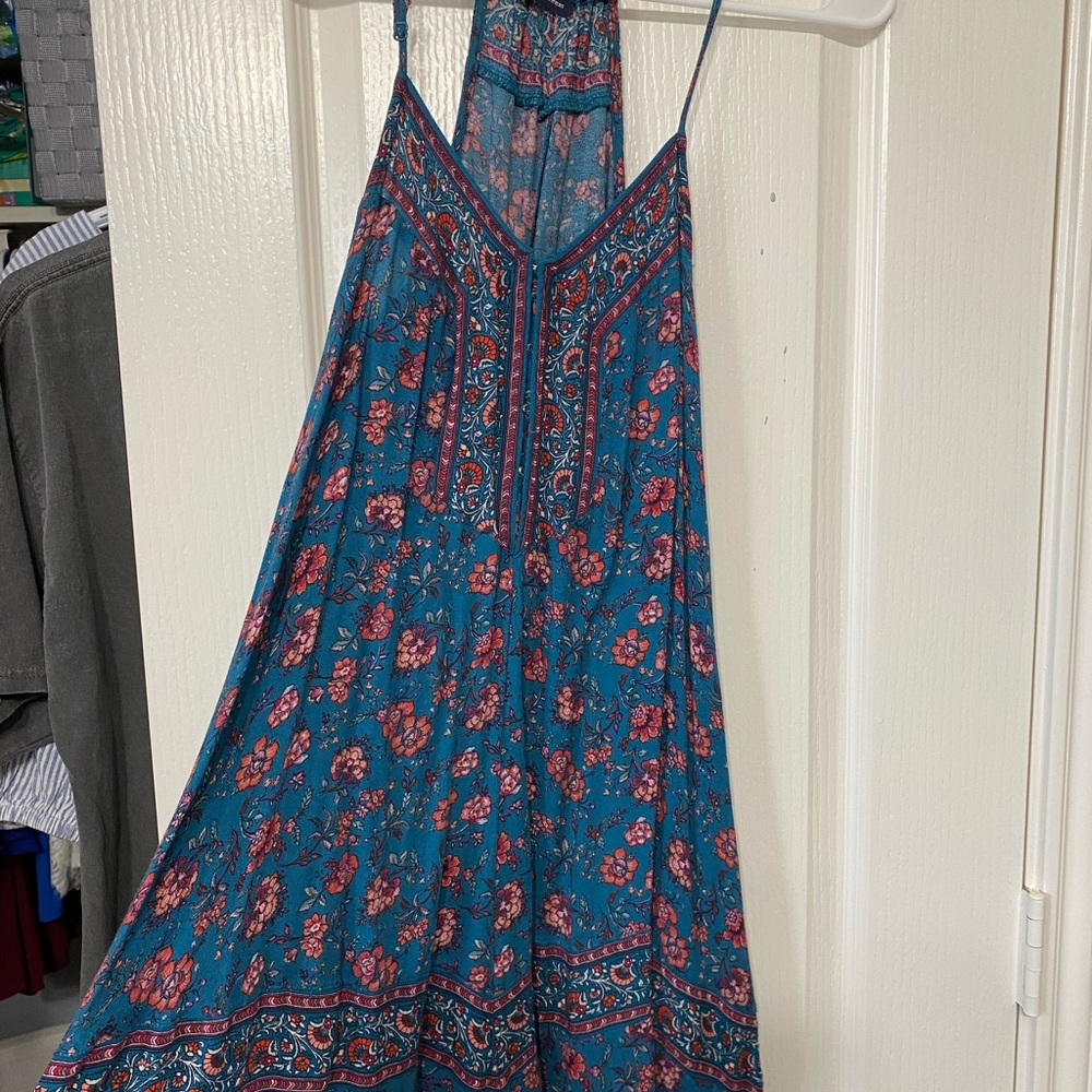 Teal floral flowy dress